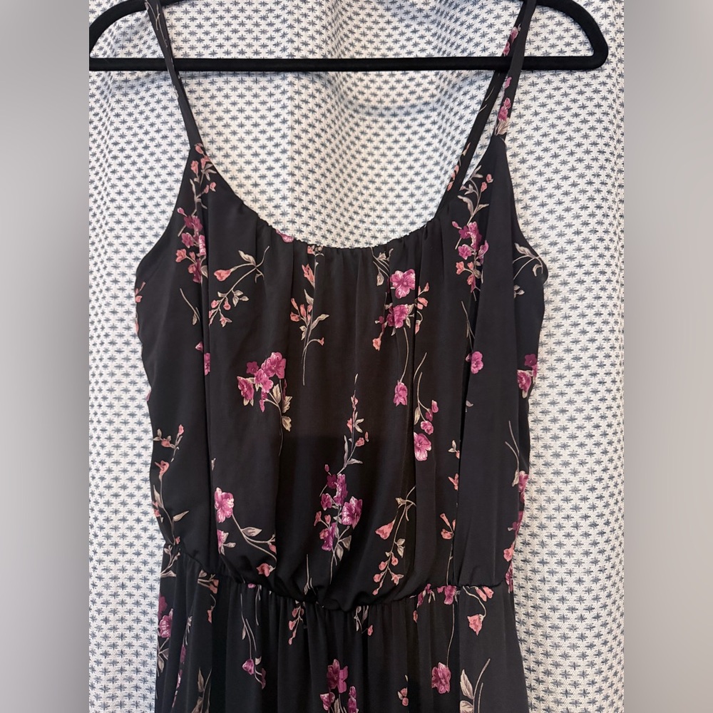 EUC Kaileigh Womens Loose Sleeveless Wide Leg Jumpsuit Romper Floral Black sz M - Picture 2 of 4